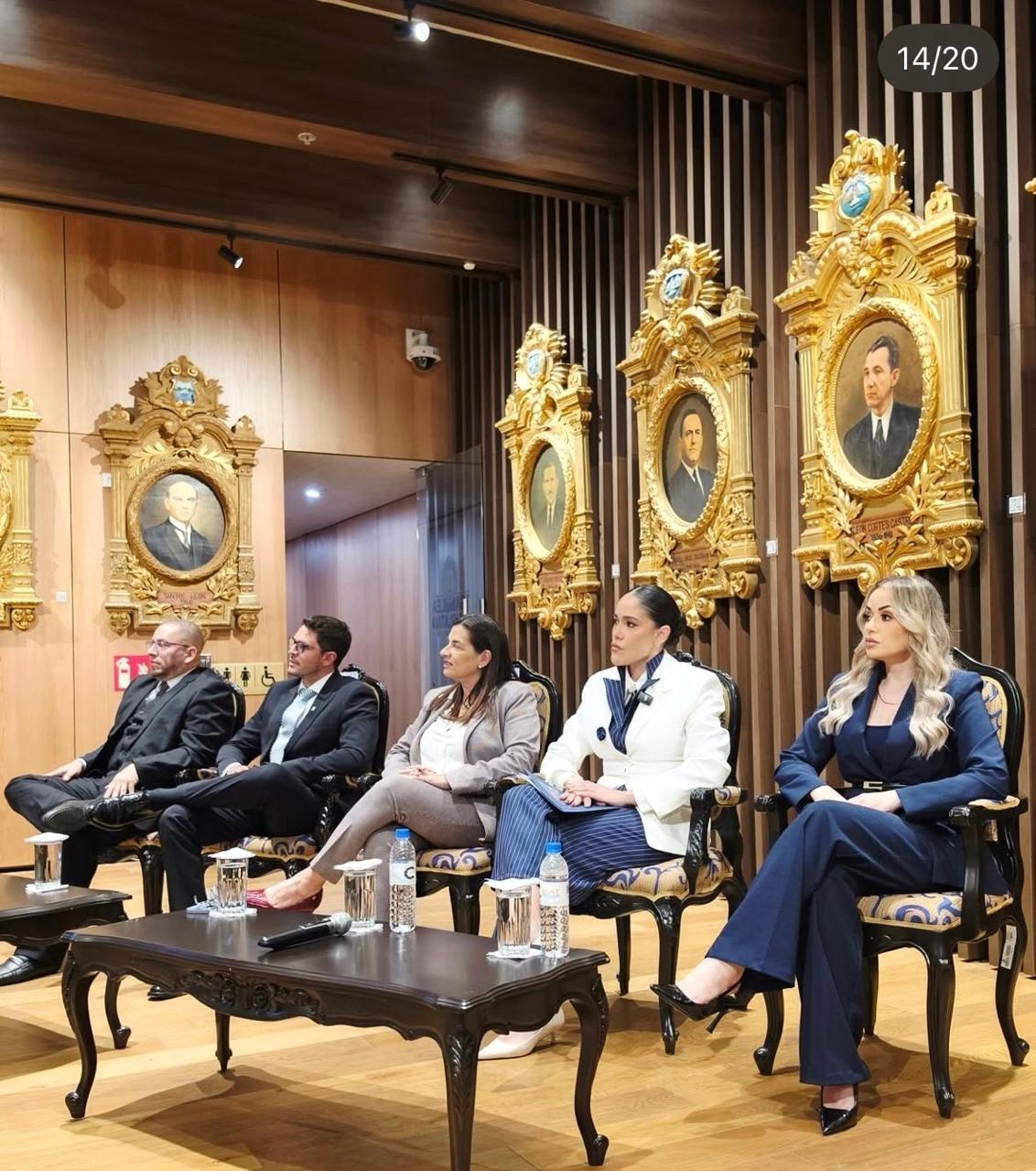 Participantes sentados en un panel durante el lanzamiento y presentación de la propuesta legislativa.